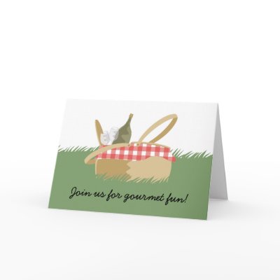 picnic basket wine bottle note card invitations by chefcateringbizcards