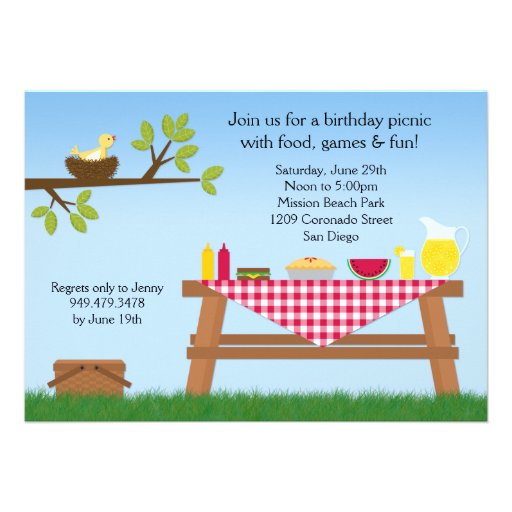 Picnic Birthday Party Invitation (front side)