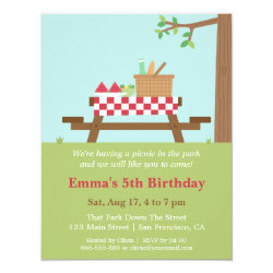 Picnic in the Park Birthday Party Invitations