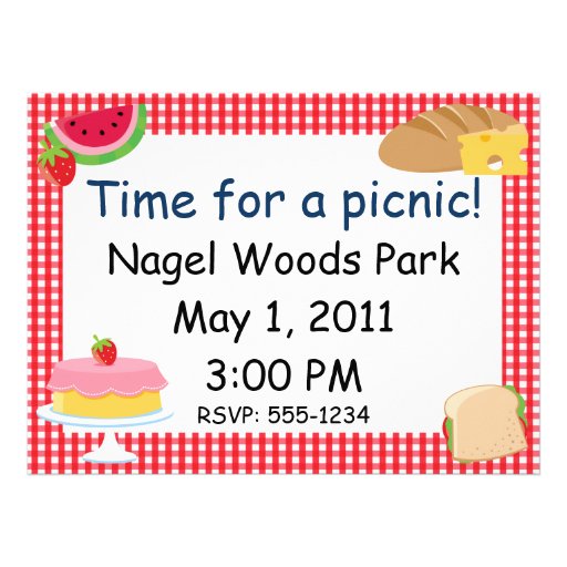 Picnic Party Personalized Invitations