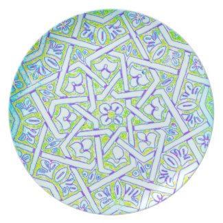 Picnic Plate in aqua Celtic design