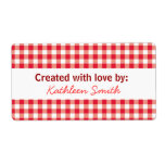 Picnic Red Gingham Recipe/Goodies Label labels