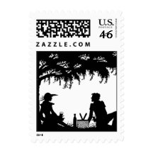 Picnic Silhouette Design Postage Stamp