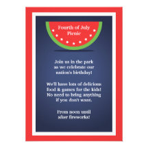 Picnic Watermelon 4th of July Party Invitations