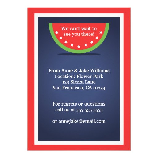 Picnic Watermelon 4th of July Party Invitations