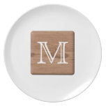 Picture of Brown Wood and Custom Monogram Letter. Plate