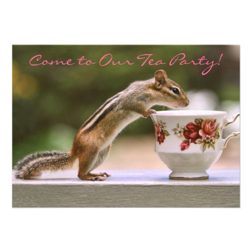 Picture of Chipmunk with China Teacup Custom Invite