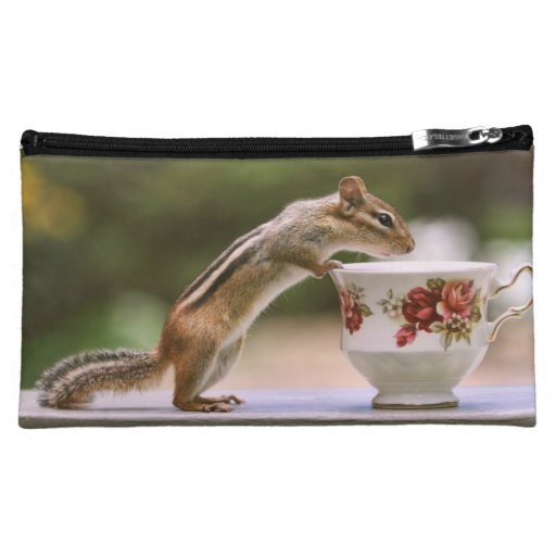 Picture of Chipmunk with China Teacup Makeup Bags