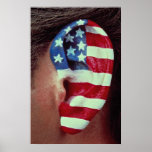 Picture of Ear, painted American flag Posters