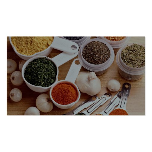 Picture of Fresh spices with garlic cloves Business Card Template (back side)