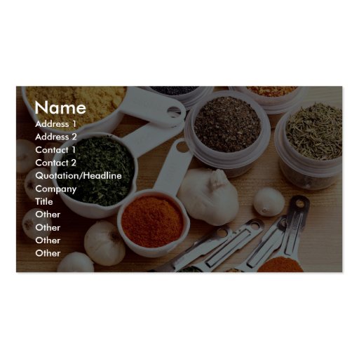 Picture of Fresh spices with garlic cloves Business Card Template