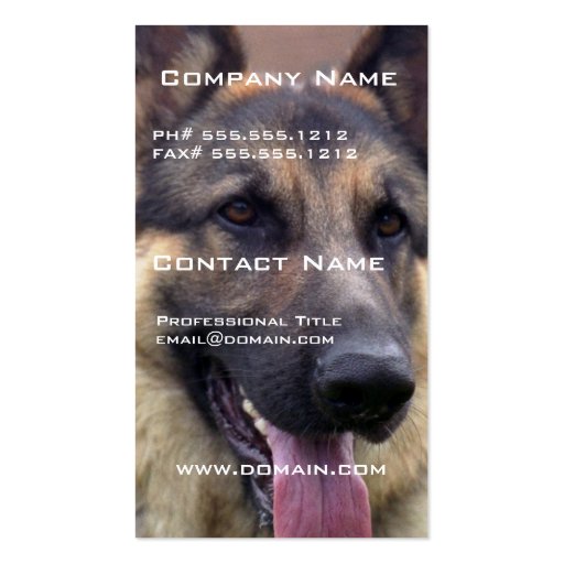 Picture of German Shepherd Business Card (front side)