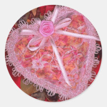 Picture of Lace heart on red satin with potpourri Stickers