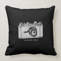 Picture This Vintage Retro Camera Throw Pillow pillows
