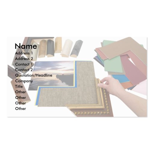 PictureFraming, Name, Address 1, Address 2, Con... Business Card Template (front side)