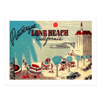 Picturesque Long Beach, California Vintage Postcard