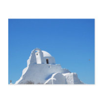 Picturesque Whitewashed Greek Church on Mykonos postcards