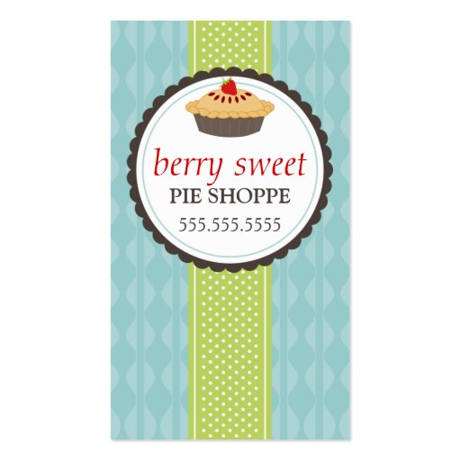 Pie Bakery Blue Green Business Cards (front side)