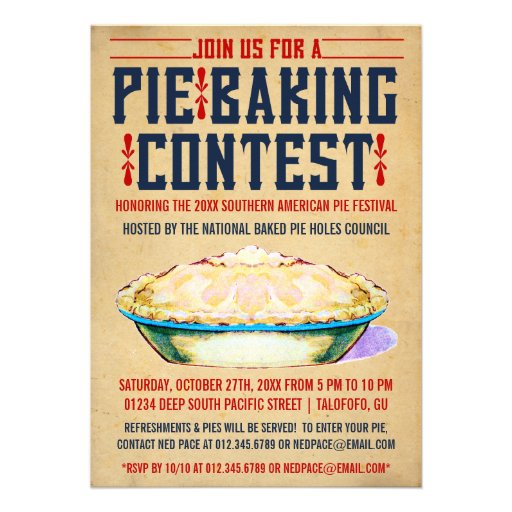 Pie Baking Contest Invitations