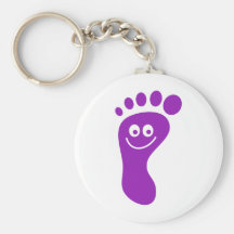 Pie púrpura feliz llavero personalizado