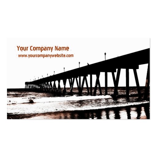 Pier and Waves in (Mostly) Black and White Business Card Templates (front side)