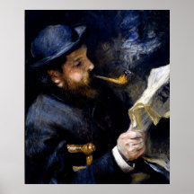 Pierre Renoir - Claude Monet Reading a Newspaper Print