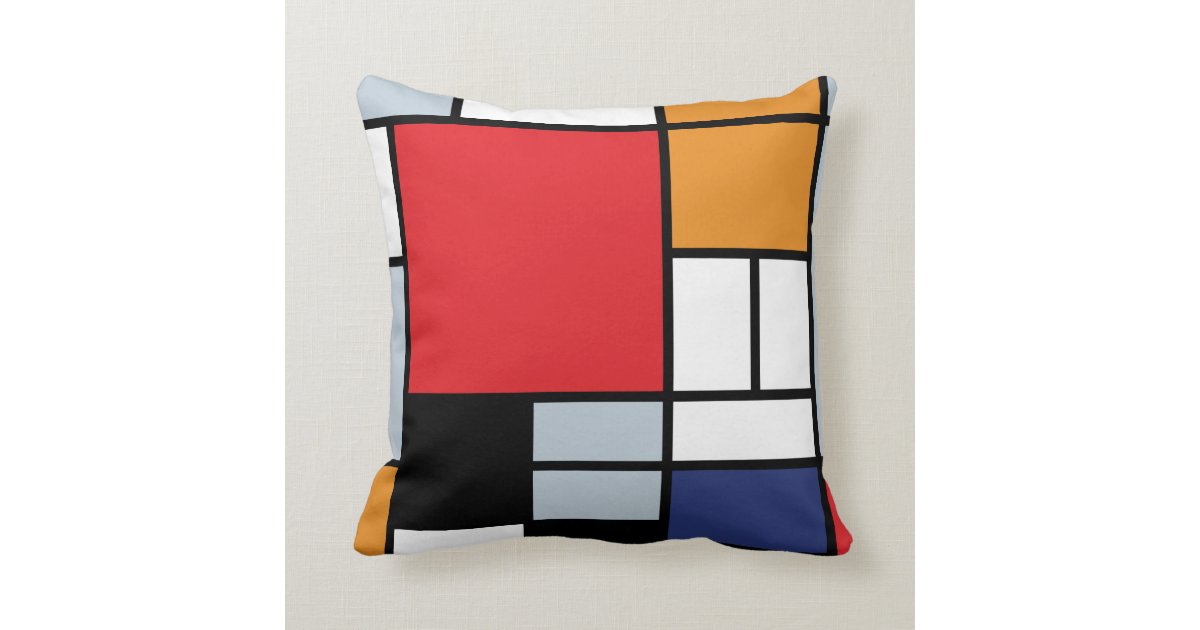 Piet Mondrian - Composition with Large Red Plane Throw Pillow Zazzle
