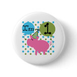 Pig 1st Birthday Button