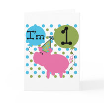 Pig 1st Birthday Tshirts and Gifts Greeting Card