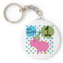 Pig 1st Birthday Tshirts and Gifts Keychains