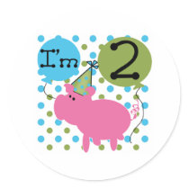 Pig 2nd Birthday stickers