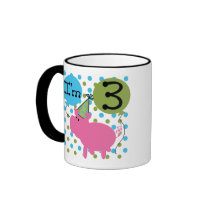 Pig 3rd Birthday Coffee Mugs