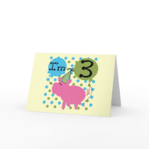 Pig 3rd Birthday Tshirts and Gifts Greeting Card