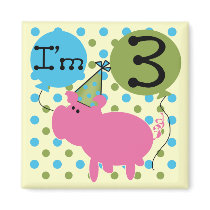 Pig 3rd Birthday Tshirts and Gifts Refrigerator Magnets