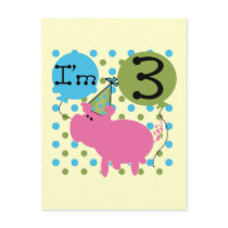 Pig 3rd Birthday Tshirts and Gifts Post Card
