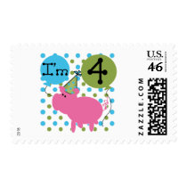 Pig 4th Birthday Tshirts and Gifts Stamps