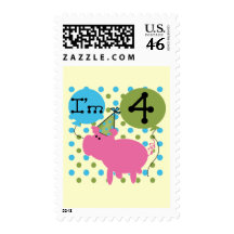 Pig 4th Birthday Tshirts and Gifts Stamp