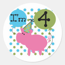 Pig 4th Birthday Tshirts and Gifts Sticker