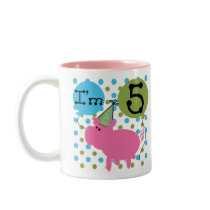 Pig 5th Birthday mugs