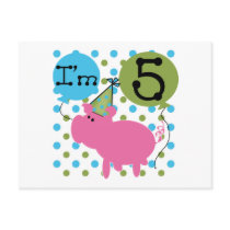 Pig 5th Birthday Tshirts and Gifts Postcard