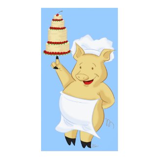 Pig Baker Holding Cake Poster Print print