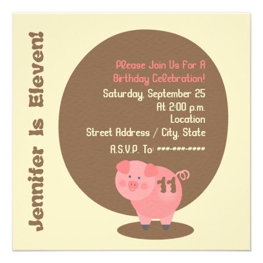 Pig Birthday Party Invitation