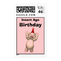 Pig Birthday Postage Stamps