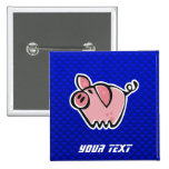 Pig; Blue Pinback Button