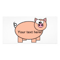 Pig cartoon personalized photo card