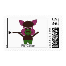 Pig-Casso Postage Stamps