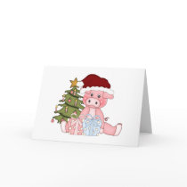 Pig & Christmas Tree Greeting Cards