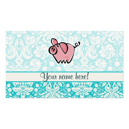 Pig; Cute Business Card Templates (front side)