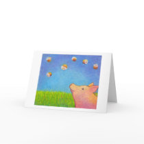 Pig dreams of cupcakes adorable crayon art cards