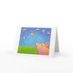 Pig dreams of cupcakes adorable crayon art cards